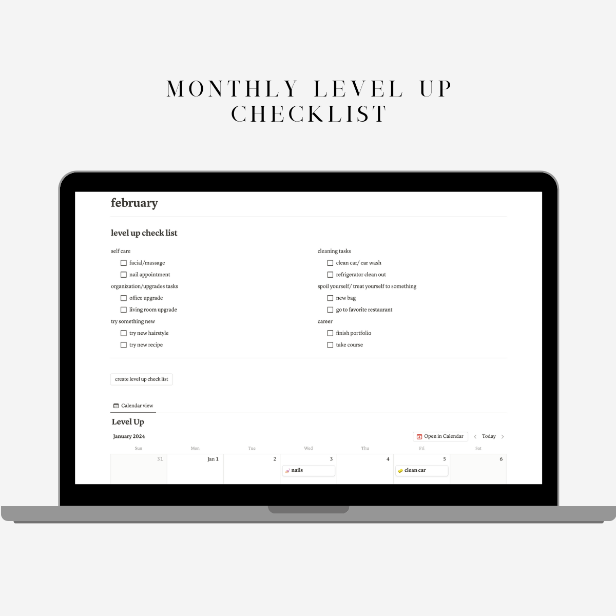 
                  
                    habit tracker + level up checklist ✨
                  
                